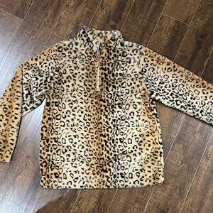 Pink Lily Leopard Fur Pullover